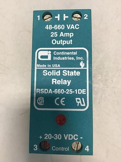 Used CONTINENTAL INDUSTRIES Solid State Relay RSDA-660-25-1DE #138580