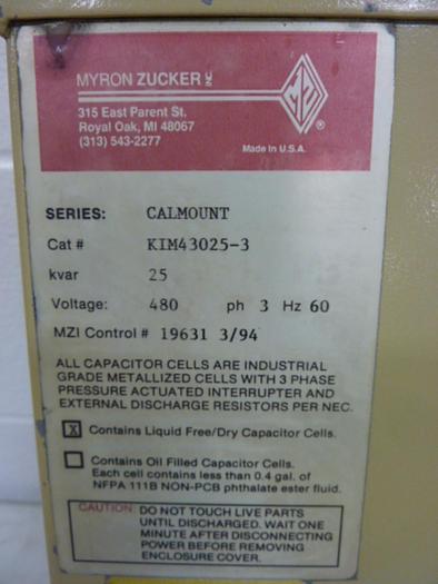 Used MYRON ZUCKER Power Capacitor KIM43025-3 #59375