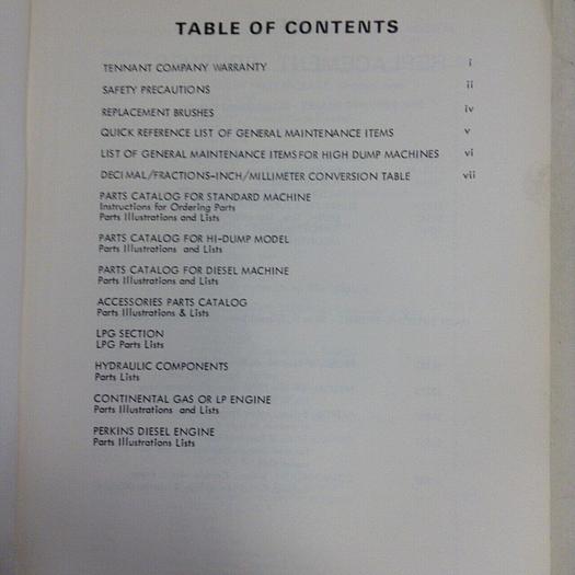 Used TENNANT Parts Manual MM108 #70921