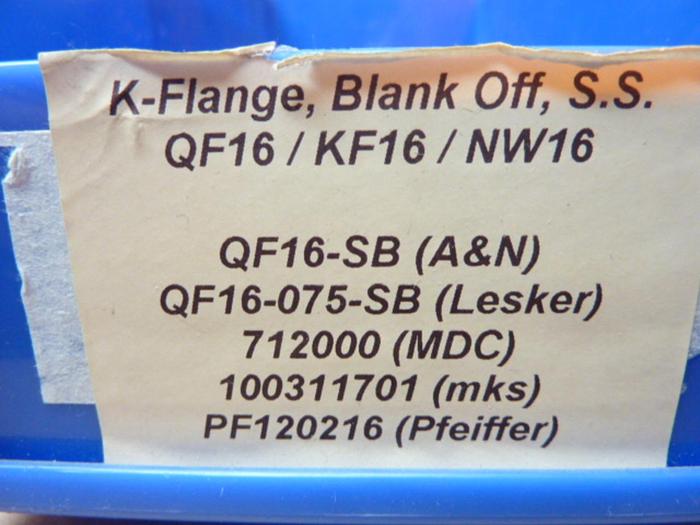 KURT J LESKER Flange QF16-075-SB #41359 SCRAPPED / DNL