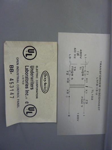Used DAYKIN 0.75 kVA Transformer Disconnect LTFS-13U #50778