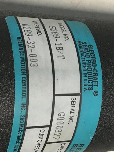 Used ELECTRO CRAFT Servo Motor S289-1B/T #127367