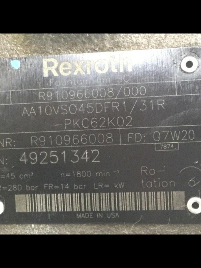 Used REXROTH Pump AA10VS045DFR131RPKC62K02 #106274