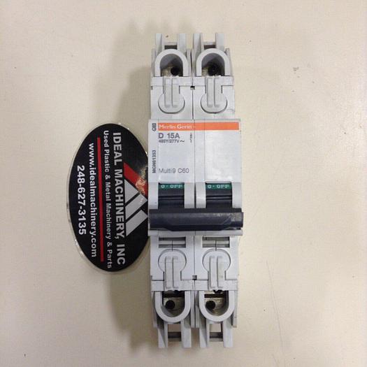 Used MERLIN GERIN 15 Amp Circuit Breaker C60 D-15 #74274