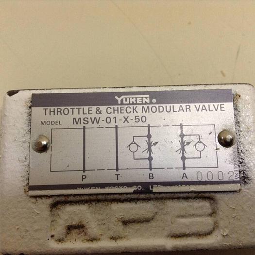 Used YUKEN Throttle & Check Modular Valve MSW-01-X-50 #72543