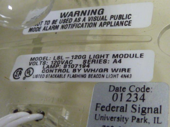 FEDERAL SIGNAL Safety Light LSL-120G #52666