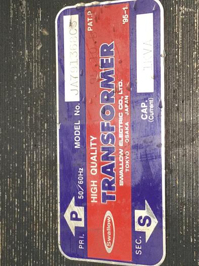 Used SWALLOW ELECTRIC CO. 1 kVA Transformer JA791368C3 #107879