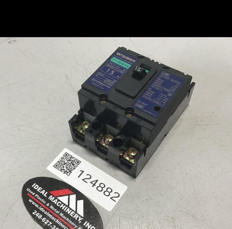 MITSUBISHI 15 Amp Circuit Breaker NF30-CS-15 USED