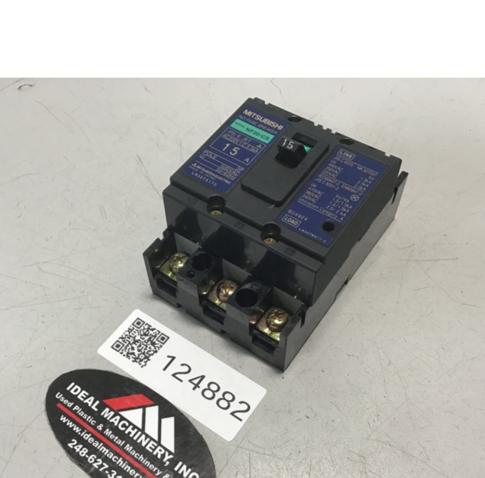 MITSUBISHI 15 Amp Circuit Breaker NF30-CS-15 USED