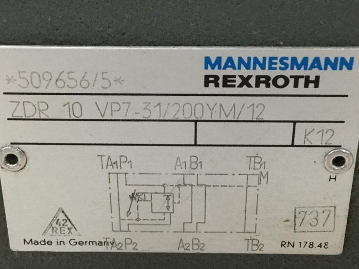 Used REXROTH Directional Valve ZDR10VP731200YM12 #110434