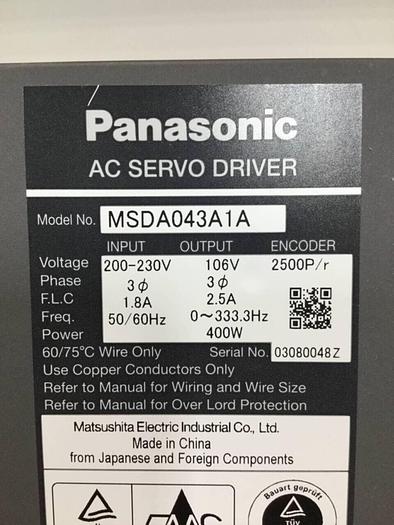 Used PANASONIC AC Servo Driver MSDA043A1A #98733
