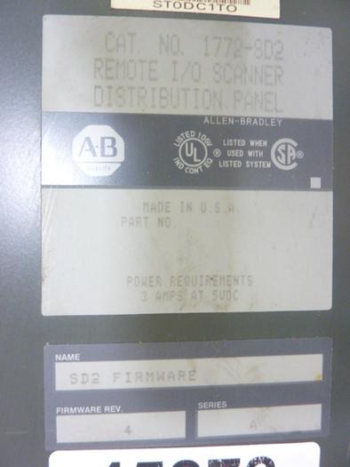 Used ALLEN BRADLEY Scanner Panel 1772-SD2 SER A #45878
