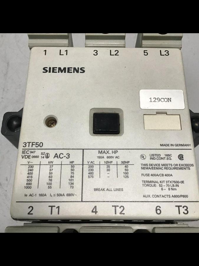 Used SIEMENS Contactor 3TF5022-OAK6 Used