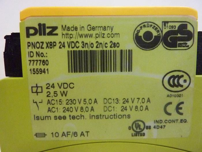 Used PILZ Safety Relay PNOZX8P24VDC3N/O2N/C2SO #46498