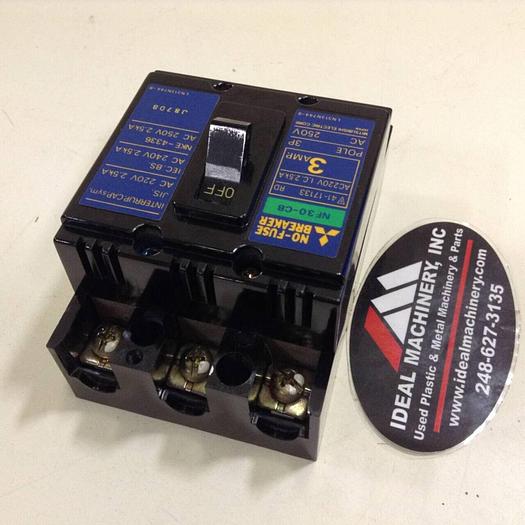 Used MITSUBISHI 3 Amp Circuit Breaker NF30-CB-3 #73059