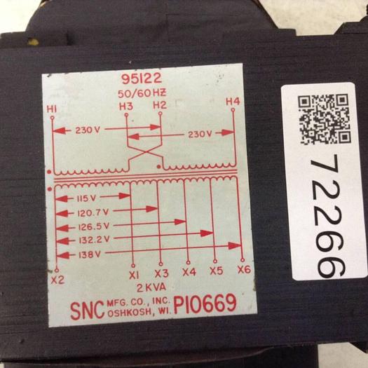 Used SNC 2 kVA Transformer P10669 #72266
