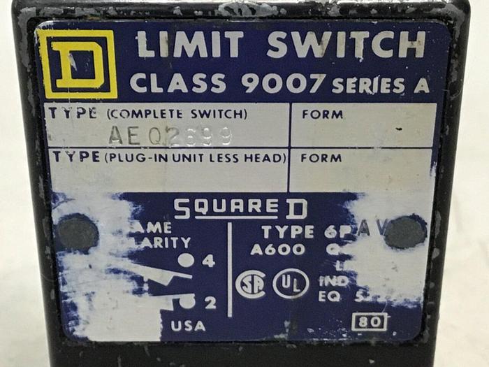 Used SQUARE D Limit Switch 9007-AEQ2699 Used