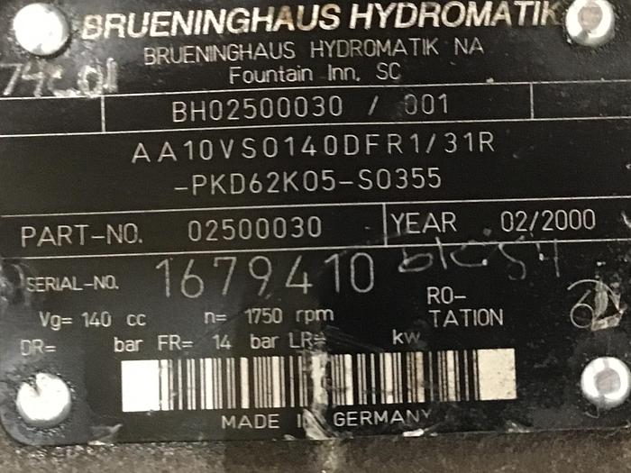 Used BRUENINGHAUS HYDROMATIK AA10VS0140DFRI/31R-PKD62K05 S0355  Used #140173