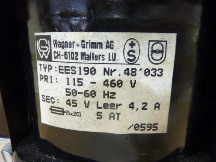 Used WAGNER GRIMM Transformer EES190 #43190