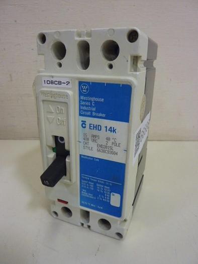 Used WESTINGHOUSE 15 Amp Circuit Breaker EHD2015L #66586