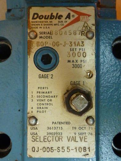 Used DOUBLE A Selector Valve BQP-06-J-31A3 #37375