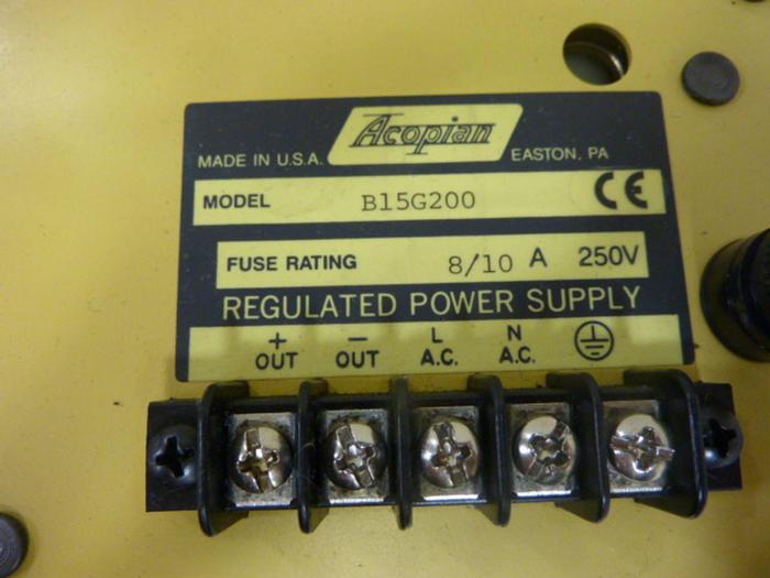 Used ACOPIAN Regulated Power Supply B15G200 #51934