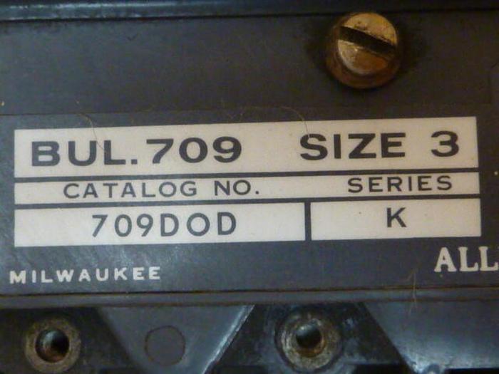 Used ALLEN BRADLEY Motor Starter Size 3 709-DOD SER K #28728