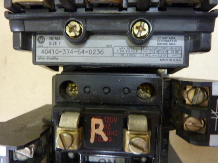 Used ALLEN BRADLEY Motor Starter Size 1 40410-374-64-0236 #55274