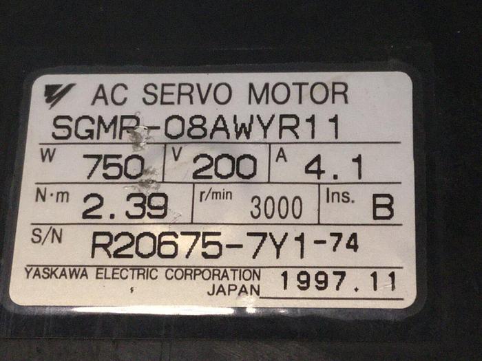 Used YASKAWA AC Servo Motor SGMP-08AWYR11 #107057