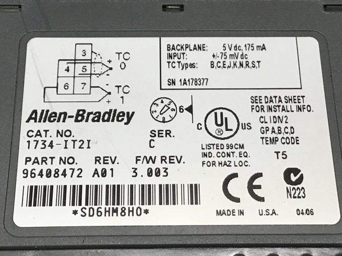 Used ALLEN BRADLEY Input Module 1734-IT2I SER C #134195
