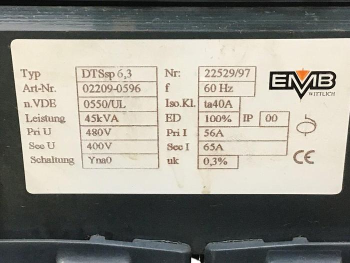 Used EMB WITTLICH Transformer DTSSP6,3 Used