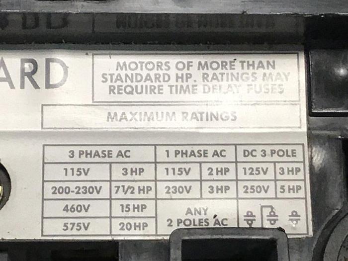 Used ALLEN BRADLEY Disconnect Switch 1494V-DS30 #134061