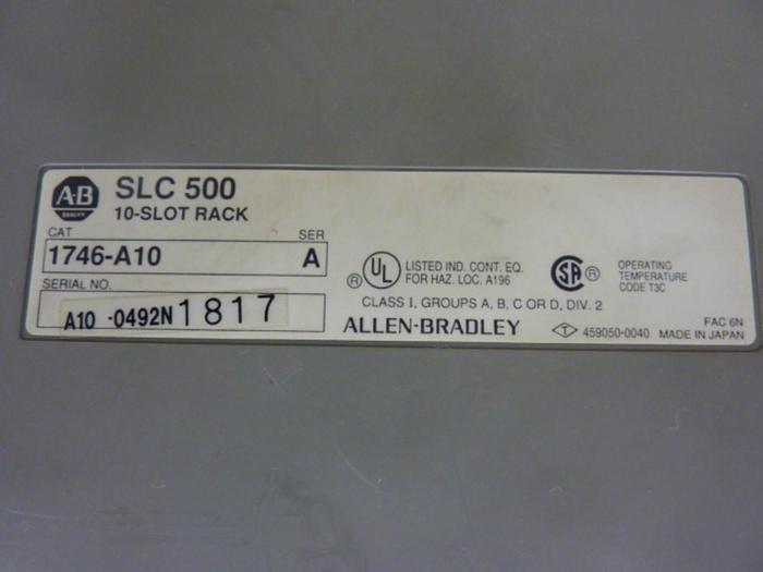 Used ALLEN BRADLEY Power Supply & Slot Rack 1746-P1 SER A / 1746-A10 SER A #51940