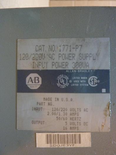 Used ALLEN BRADLEY Power Supply 1771-P7 #24638