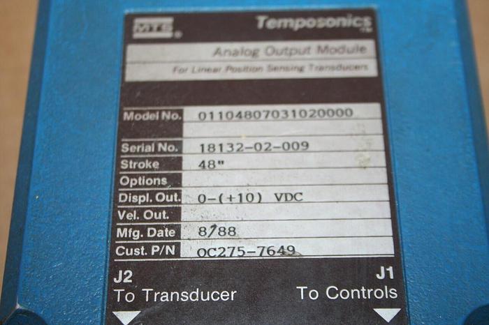 Used TEMPOSONICS INC Analog Output Module 01104807031020000 Used