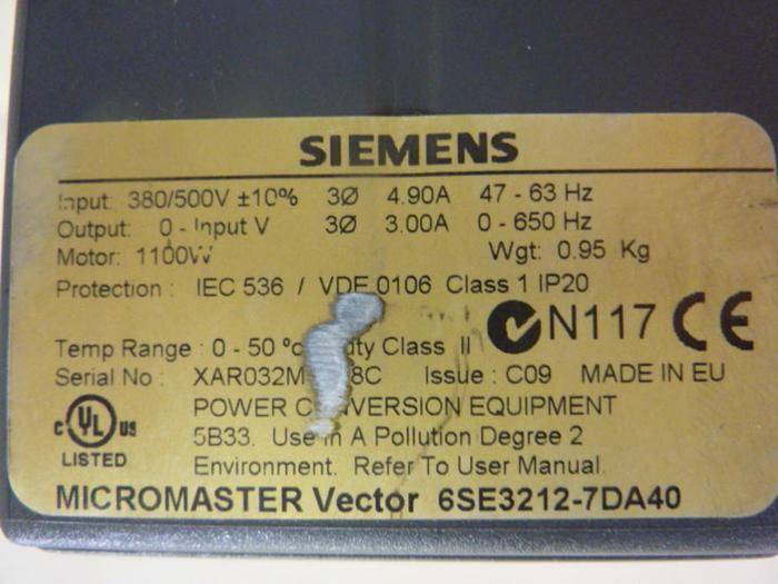 Used SIEMENS Drive 6SE3 212-7DA40 Used #48277