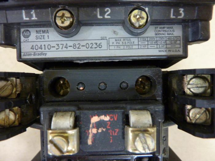 Used ALLEN BRADLEY Starter Size 1 40410-374-82-0236 W46 #55267