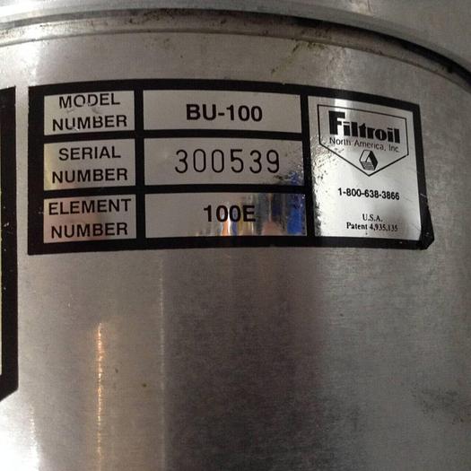 Used FILTROIL Van Dorn Filter BU-100 #89838