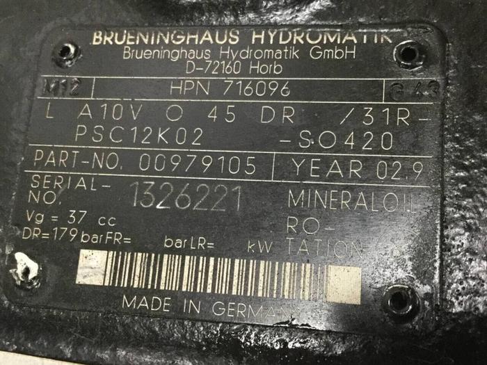 Used BRUENINGHAUS HYDROMATIK Hydraulic Motor HPN716096 Used