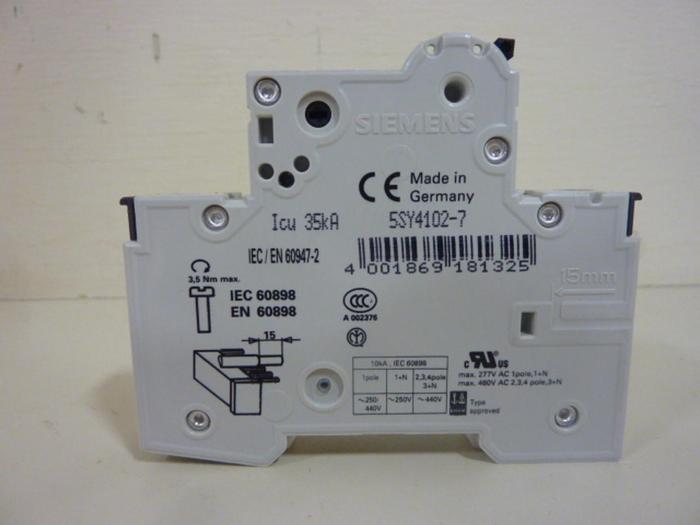 Used SIEMENS 2 Amp Circuit Breaker 5SY4102-7 #46941