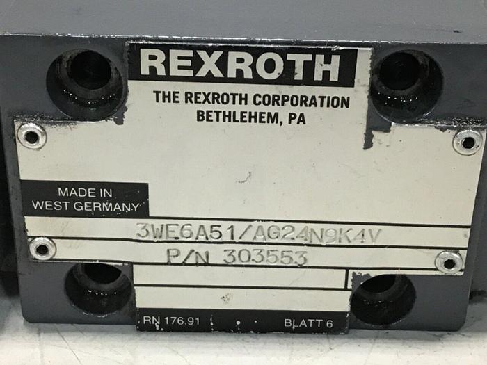 Used REXROTH Valve 3WE6A51/AG24N9K4V #116277