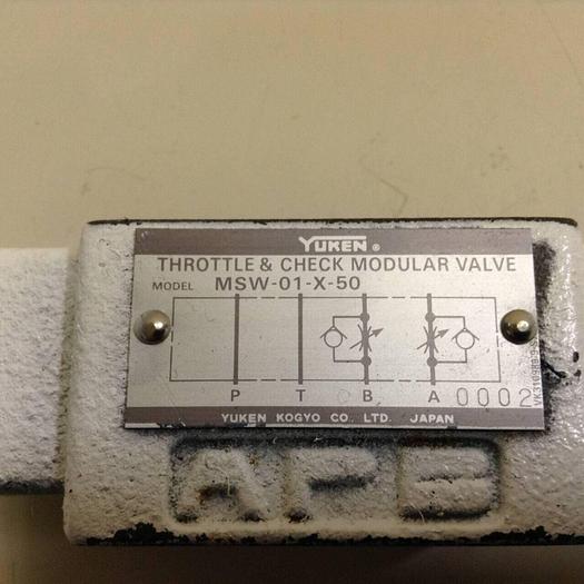 Used YUKEN Throttle & Check Modular Valve MSW-01-X-50 #72547