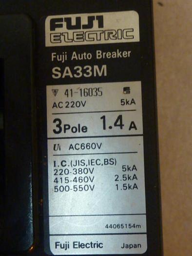 Used FUJI ELECTRIC 1.4 Amp Circuit Breaker SA33M-1.4 #35360