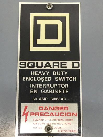 Used SQUARE D Safety Disconnect Switch H362 F1 #106912