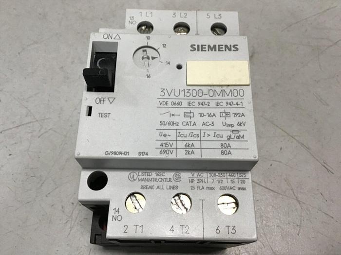 Used SIEMENS Circuit Breaker Motor Protector 3VU1300-0MK00 Used