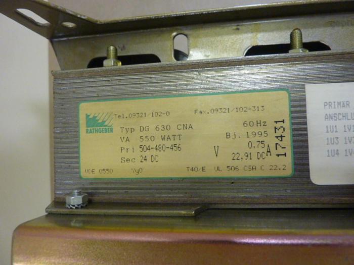 Used RATHGEBER Transformer DG 630 CNA #65361