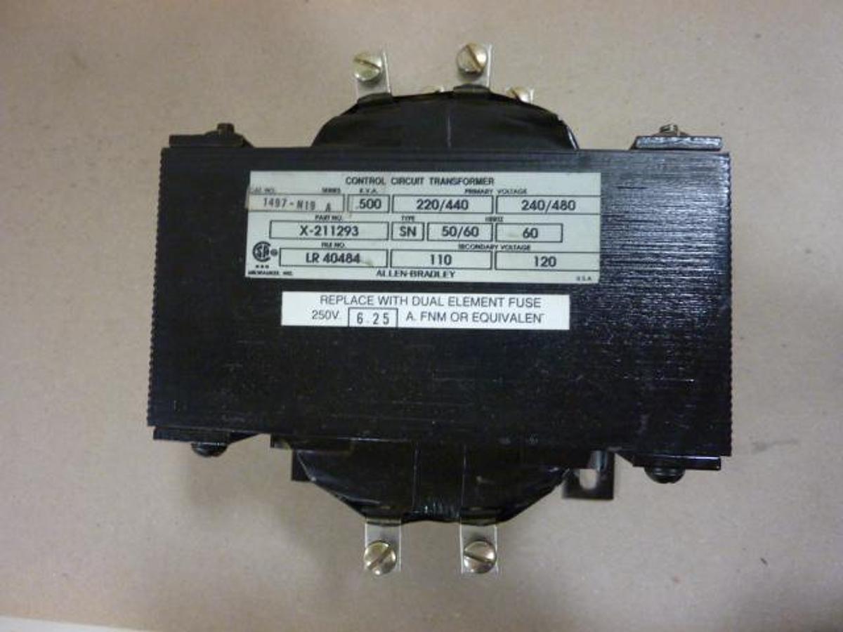 Used ALLEN BRADLEY .500 kVA Transformer 1497-N19 SER A Used
