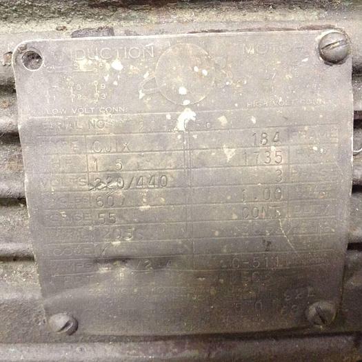 Used LOUIS ALLIS 1.5 HP Induction Motor CJIX #75139