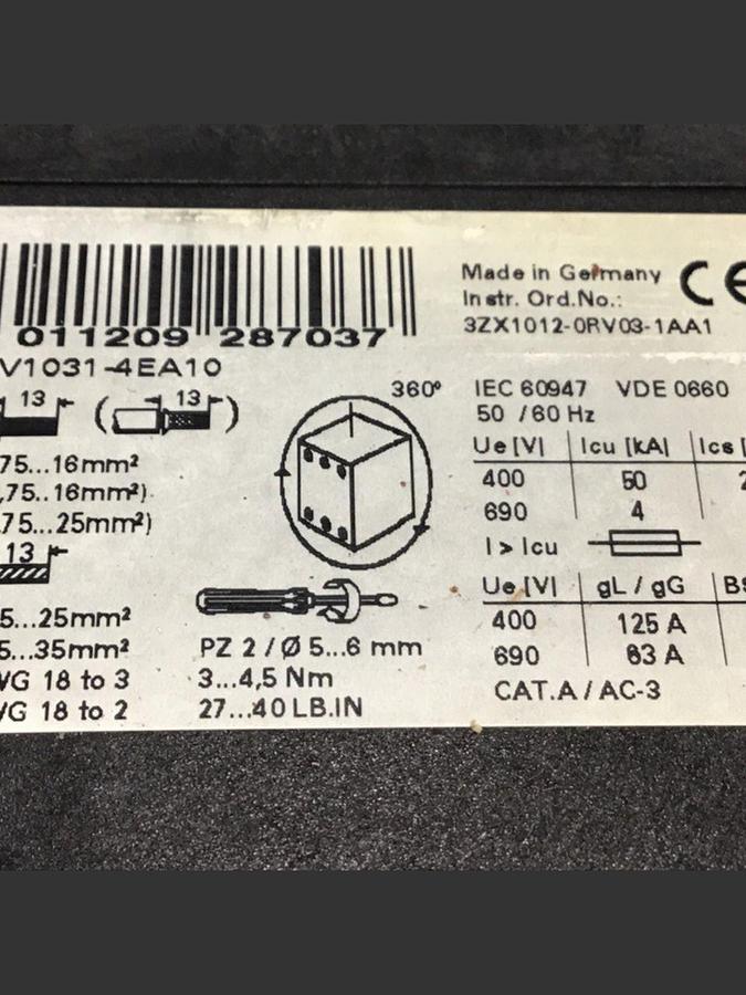 Used SIEMENS Contactor 3RV1031-4EA10 USED