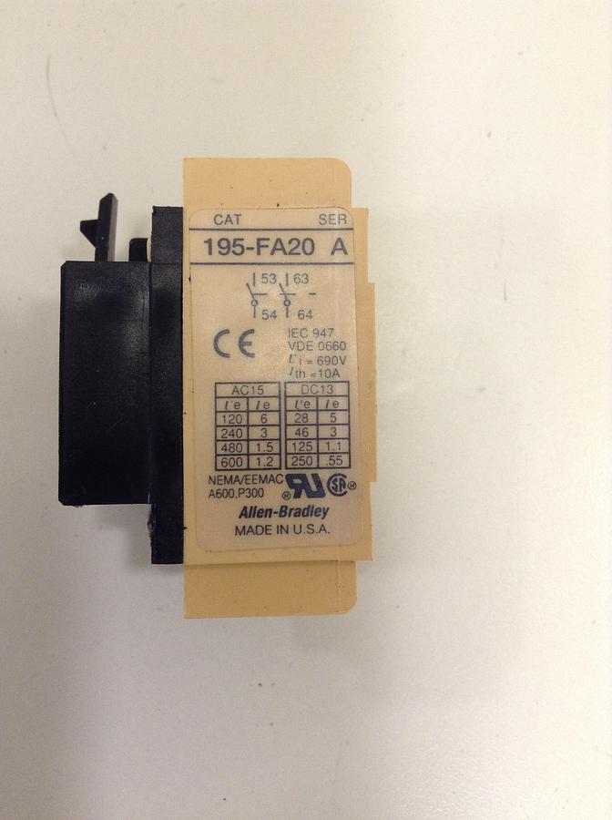 Used ALLEN BRADLEY Contactor 195-FA20 SER A Used